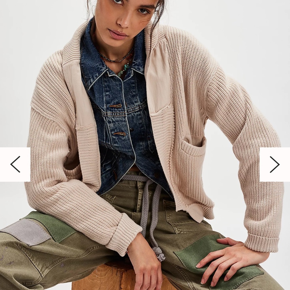 We the free worn thru surplus cardi NWOT